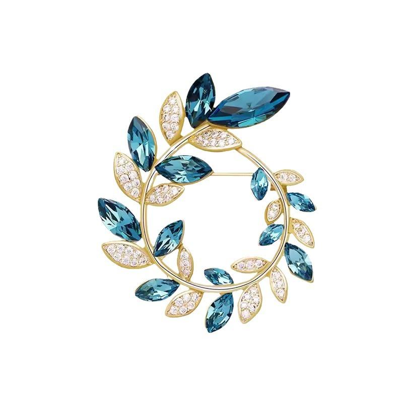 Front Blue Brooch, High-End Women'S Exquisite Wheat Ear Garland, Corsage, Niche Design Pin, Elegant Temperament Coat Accessories