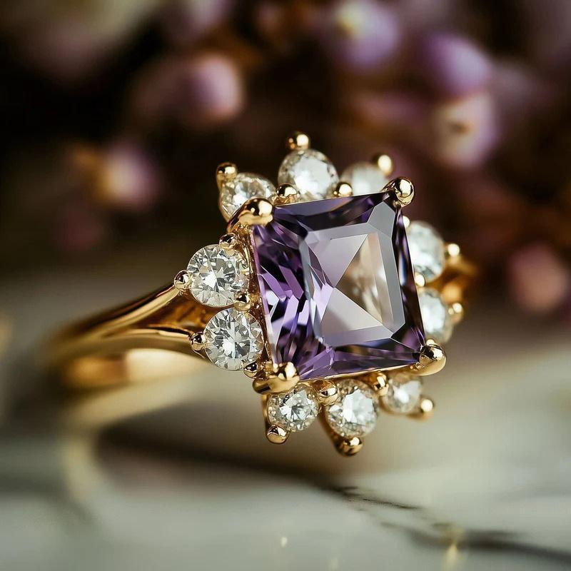 Classic Copper Alloy Zircon Ring Ladies Jewelry Wedding Promise Party Gift