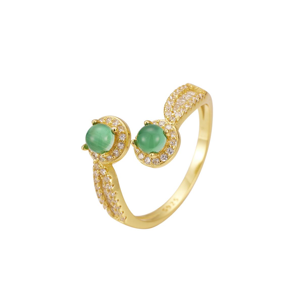 

Кольцо из натурального халцедона из стерлингового серебра 925 пробы с открытым модным бриллиантовым кольцом для женщин, модное кольцо с поворотным кольцом opening adjustable