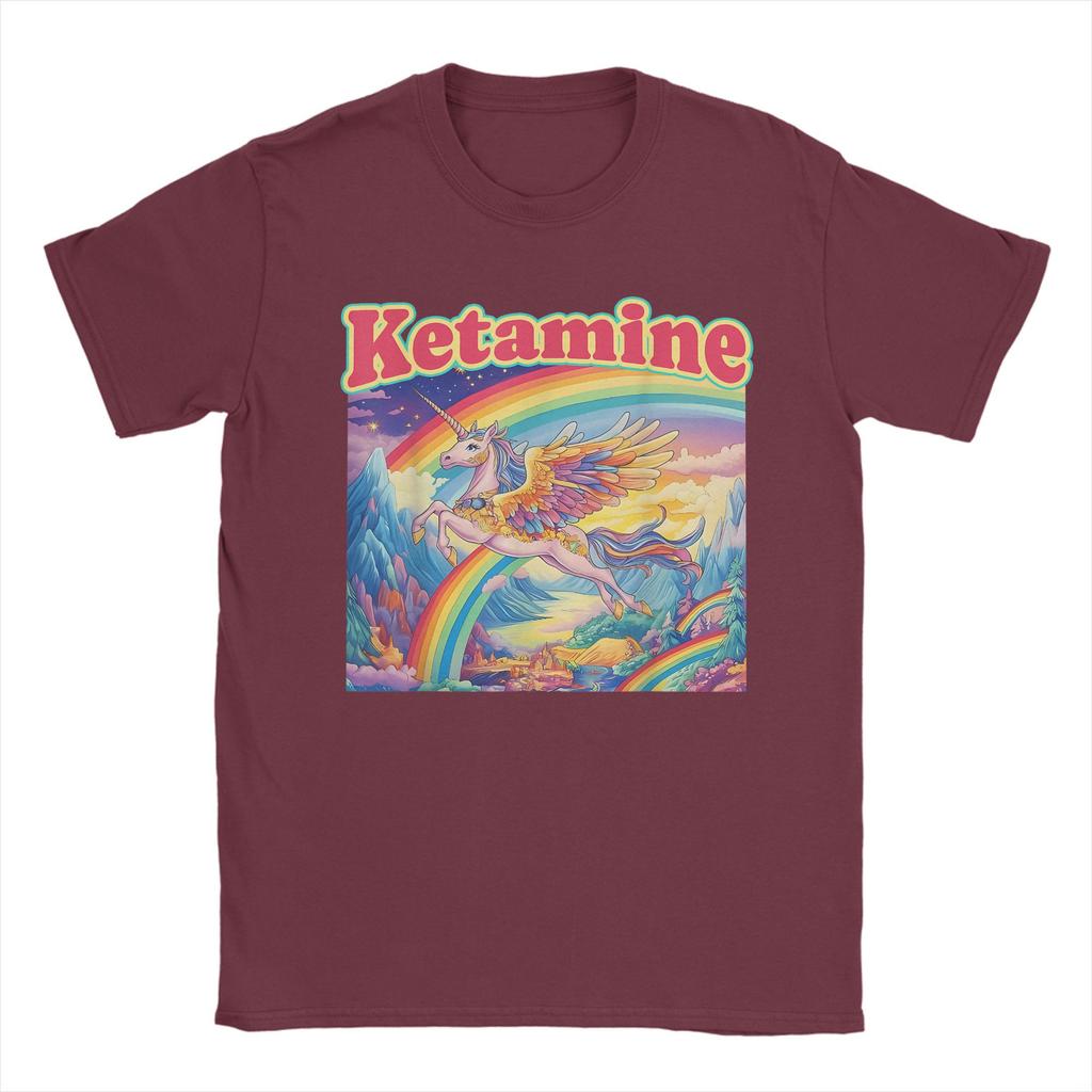 Funny Ketamine Horse Unicorn Emergency Rainbow 100 Cotton T Shirt For Men Summer TShirts Breathable Tee Shirt Oversize Clothing