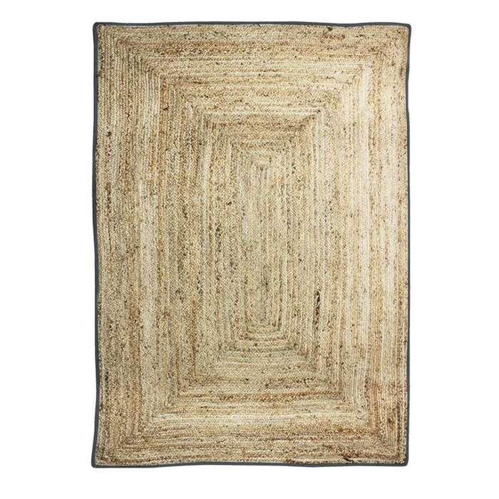 Tapis - THE DECO FACTORY - FUNNY JUTE RECTANGLE BANDE - 160x230 cm - 80% jute/20% coton - Bande gris foncé