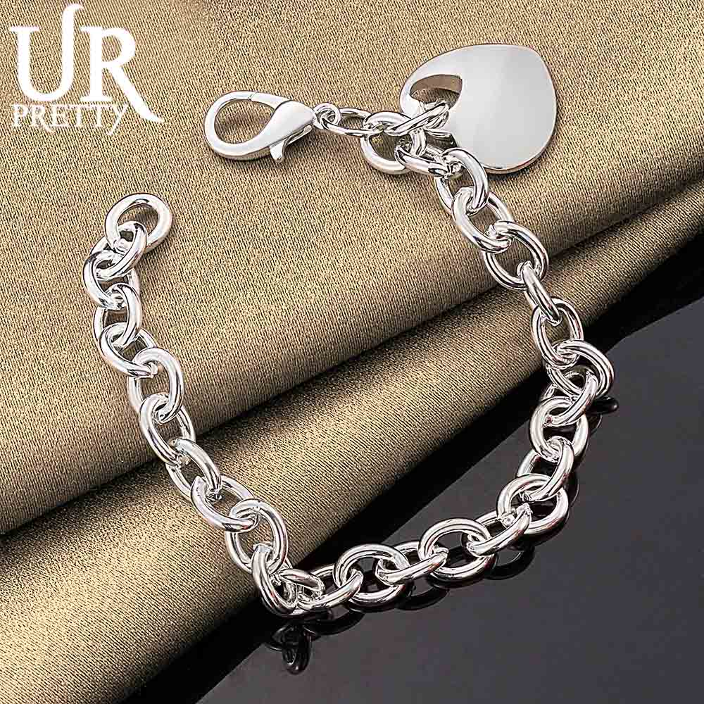 925 Sterling Silver Heart-shaped Pendant Bracelet Fashionable Wedding Jewelry