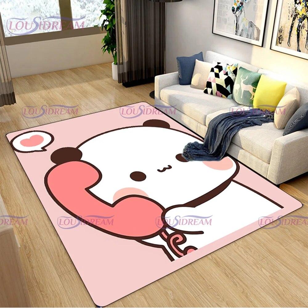 3D Print Cartoon Bubu and Dudu Carpet Cute Lover Bear Area Rug for Living Room Bedroom Decorate Door Mat Kids Room Rug Gift