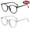 2pcs New Round Glasses Frames Women Anti Blue Light Eyeglasses Tri Color Rivet Design Eyewaer Outdoor Street Shoot Glasses