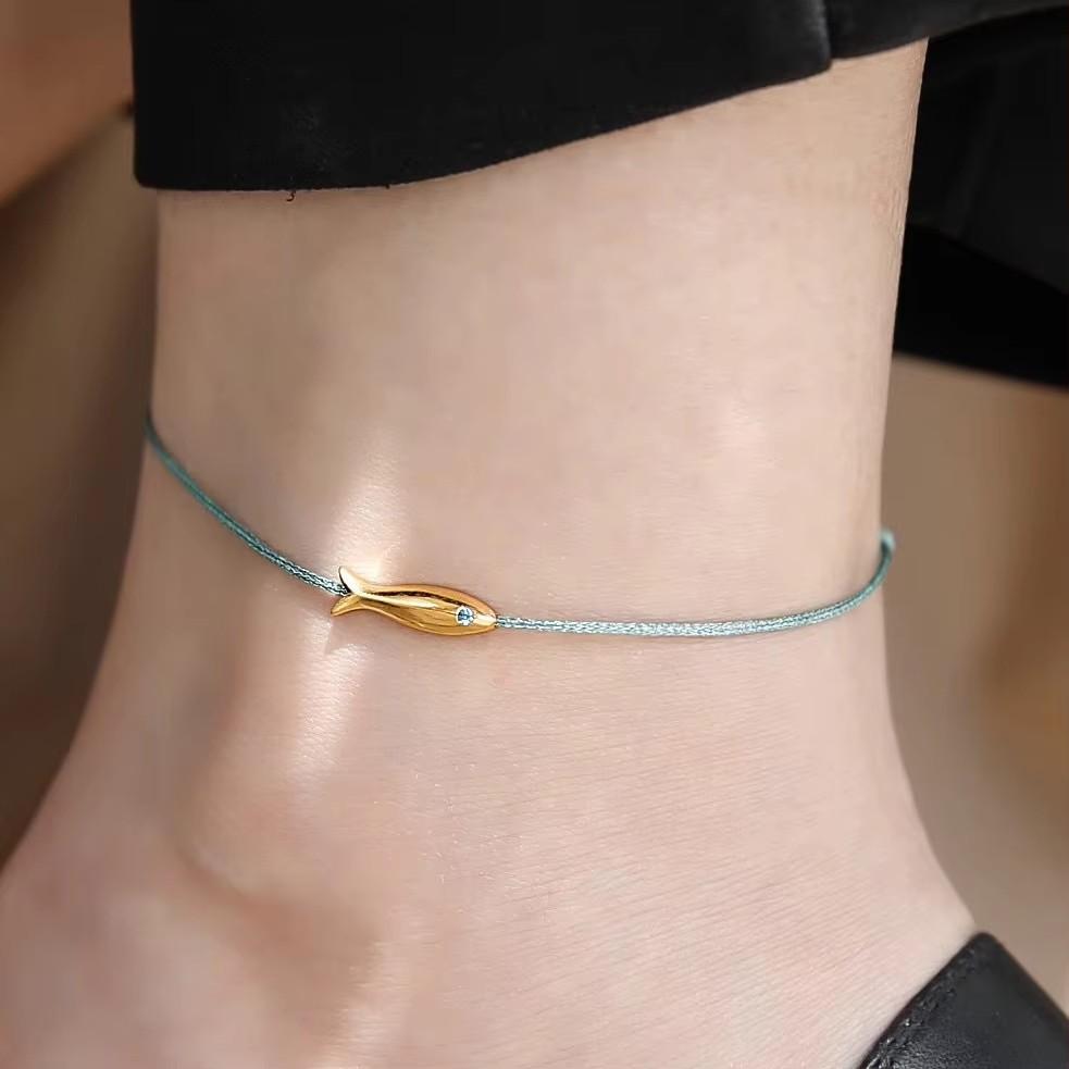 925 Silver Kiss Fish Anklet for Women Fashion Simple Personality Unique Design Birthday Gift Jewelry