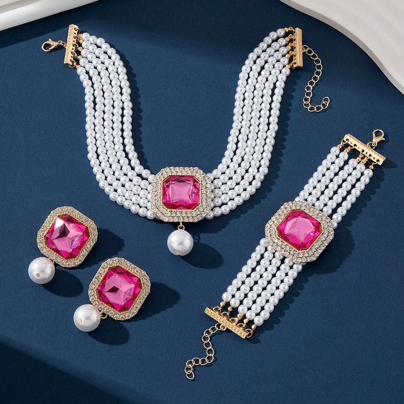 Korean Retro Pearl Diamond Fringed Neck Chain Internet Celebrity Temperament Design Sense Flower Bow Collarbone Chain Necklace Female