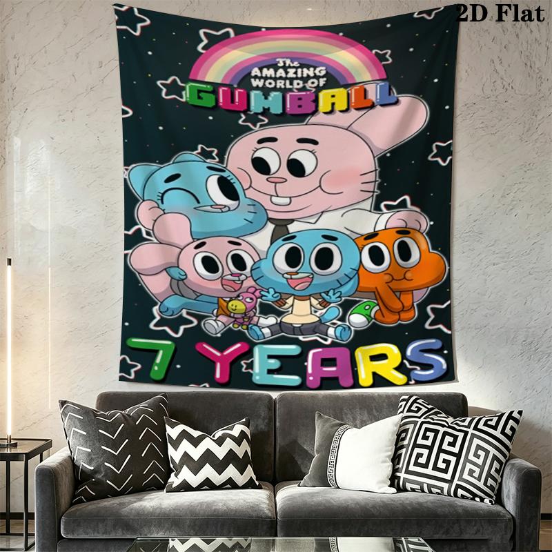 The Amazing World of Gumball Wall Tapestry Aesthetic Wall Hanging Printed Fabric Blanket Decorative Tapestries for Bedroom Living Room Home Decor