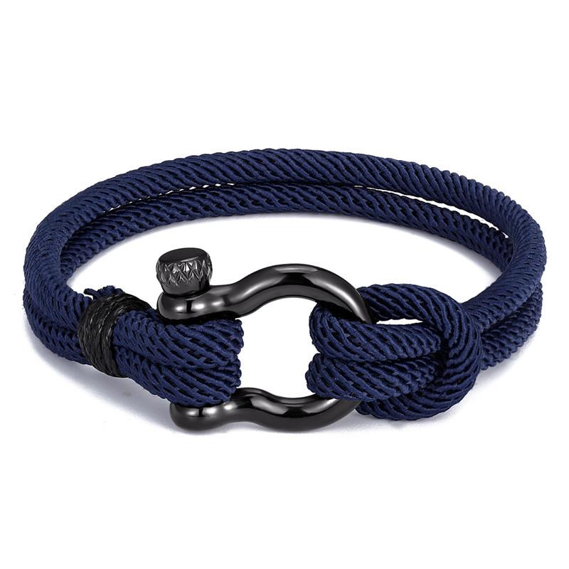 2026 European and American Bracelets Men s Woven, Bracelets, Horseshoe Buckles, Jewelry Bracelets 19cm синий