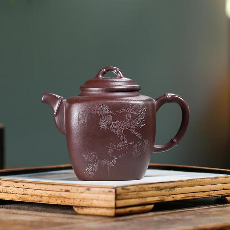 Handmade Purple Clay Square Teapot