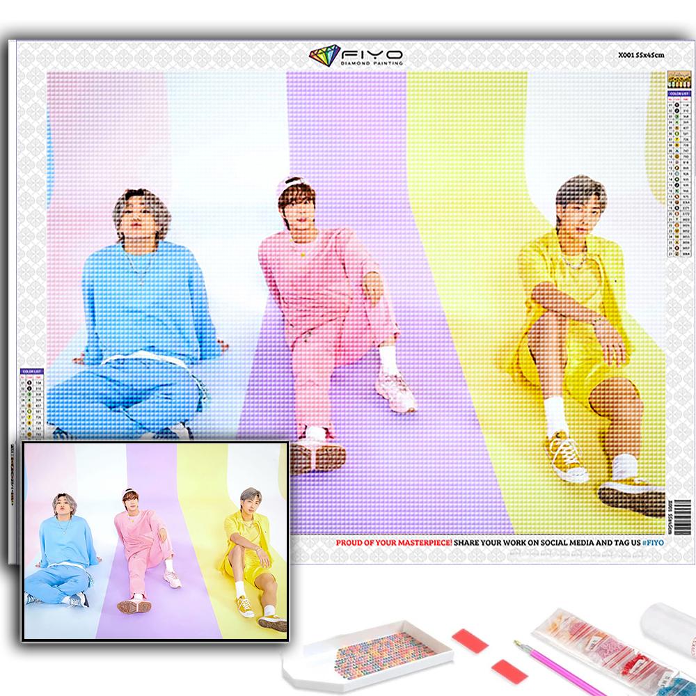 5D DIY Diamond Painting Cross Stitch Korean Boy Group Diamond Embroidery Mosaic Wall Art Home Decoration