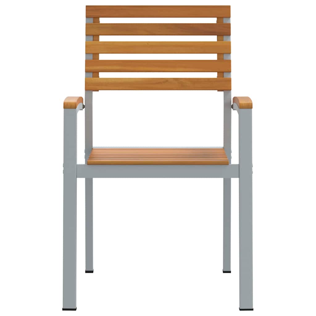 Garden Chair 2 Pcs. Brown Solid Wood Acacia Stackable