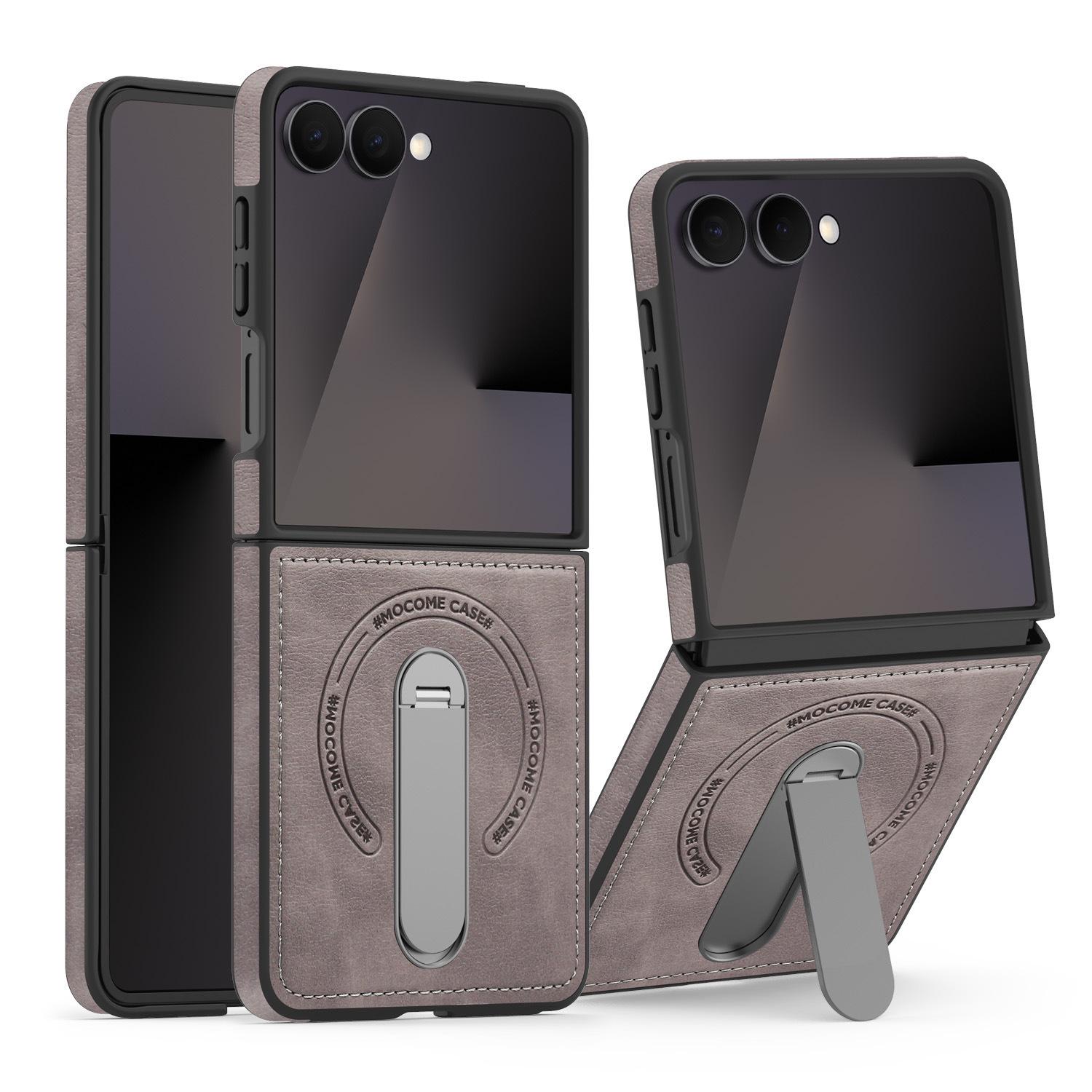 

Samsung Z Flip 7/6/5/4/3 Leather Magnetic 360 Rotating Stand Case Samsung Z Flip5 сірий колір