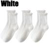 5pairs Korean Lolita JK Ruffle Cotton Socks for Women Middle Tube Ankle Soft Breathable Hosiery Black White Autumn Kawaii Socks