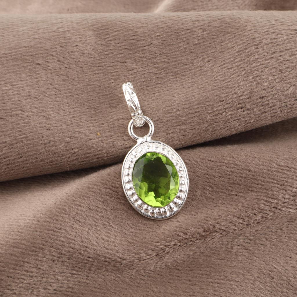 Peridot Schmuck, 925 massiv Sterlingsilber Anhänger, Handgefertigter Edelstein Schmuck Anhänger für Thanksgiving Geschenk