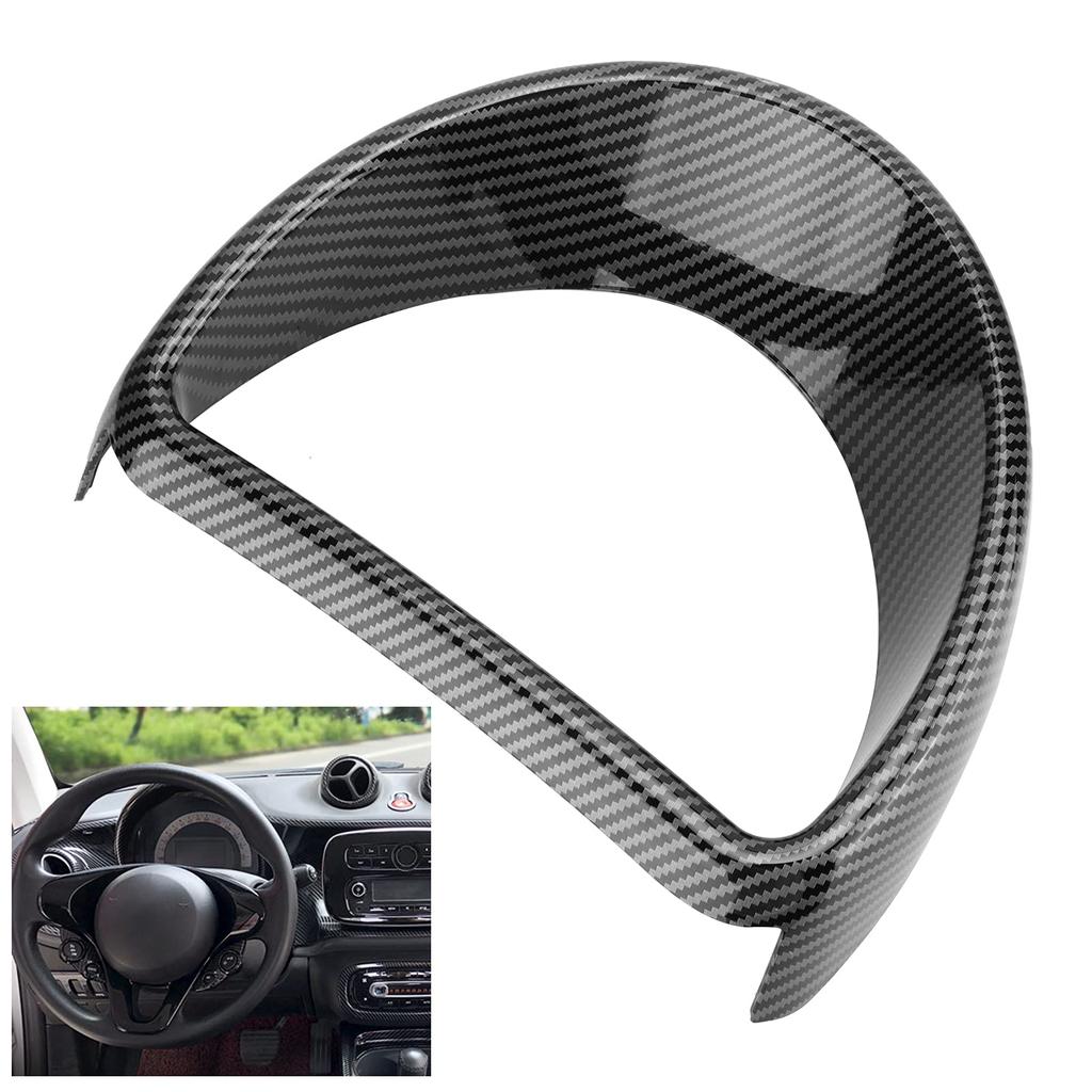 SOCOCO Carbon Fiber Look Dashboard Cover Trim Replacement for Smart 453 Made of ABS with UV Tape Easy Interior Part Protection Fortwo/Forfour