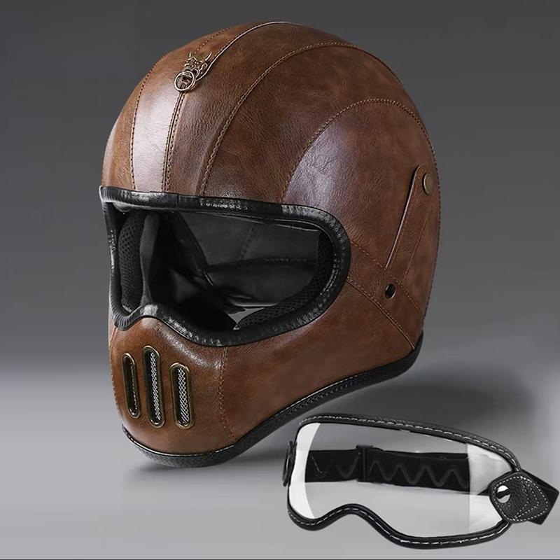 Tokyo Style Motorcycle Black Leather Full Face Retro Helmet Motorcycle Casco Moto Japan TT Helmets Fiberglass With Visor