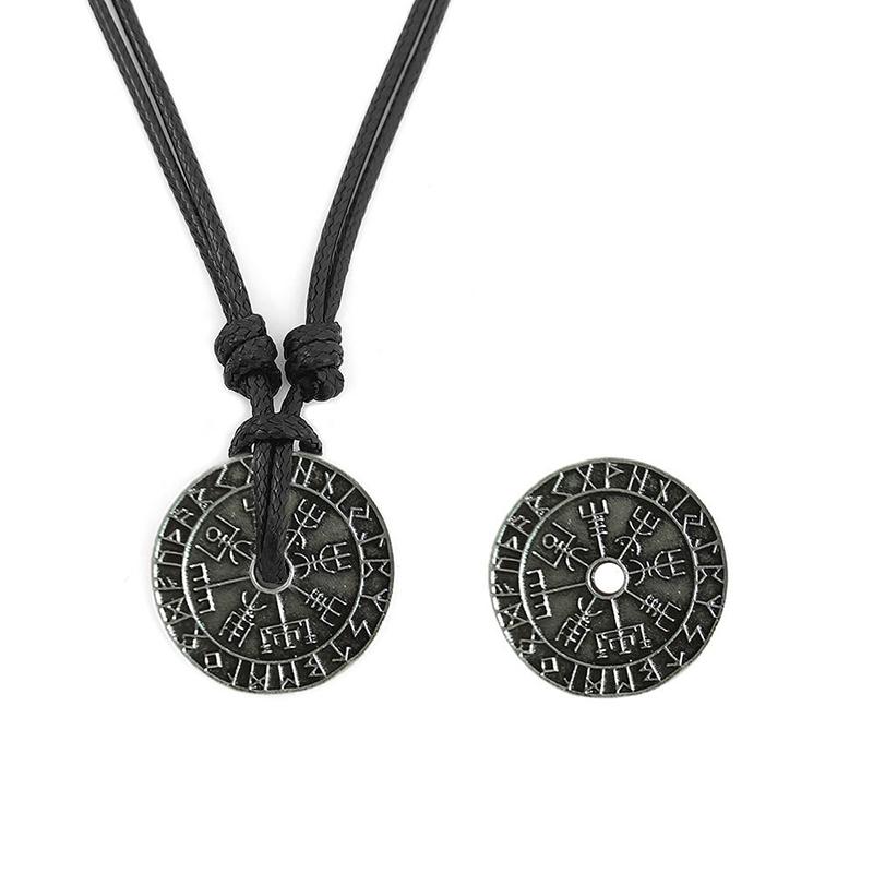Personality Trend Vintage Viking Rune Compass Pendant Necklace Jewelry High Quality Metal Amulet For Men Accessories Gift