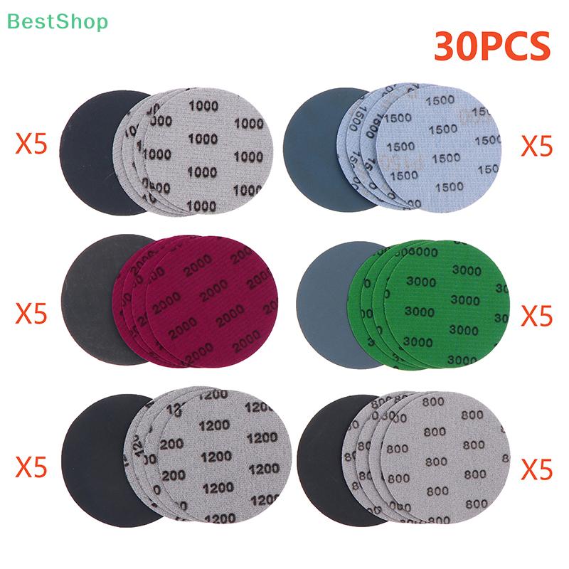 30Pcs Of 3''75MM Silicone Carbide Backed Sandpaper Discs,Sandpaper Grinding Tool(Granularity: 800/1000/1200/1500/2000/3000)