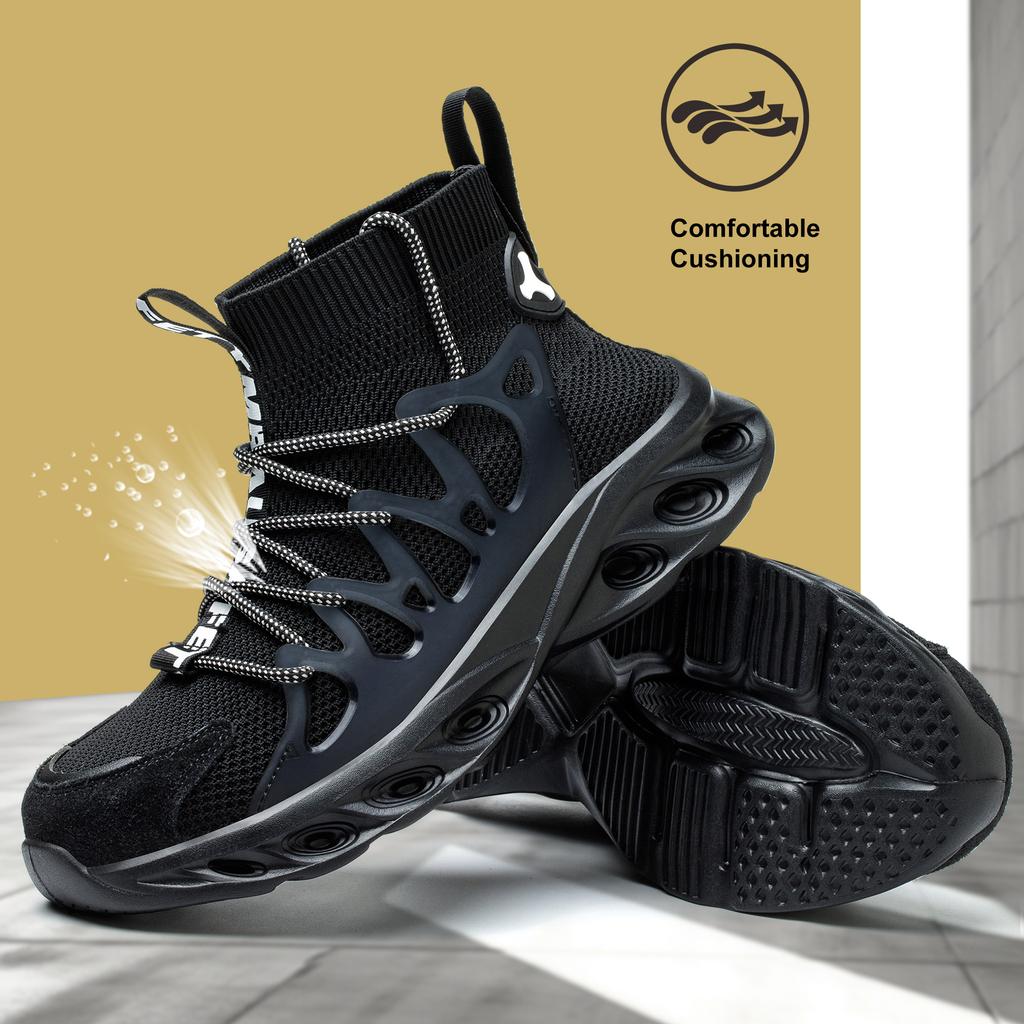 Men's Safety Shoes Anti-impact Padded Toe Breathable Mesh Lightweight Work Boots for Outdoor Factory Men's Safety Boot