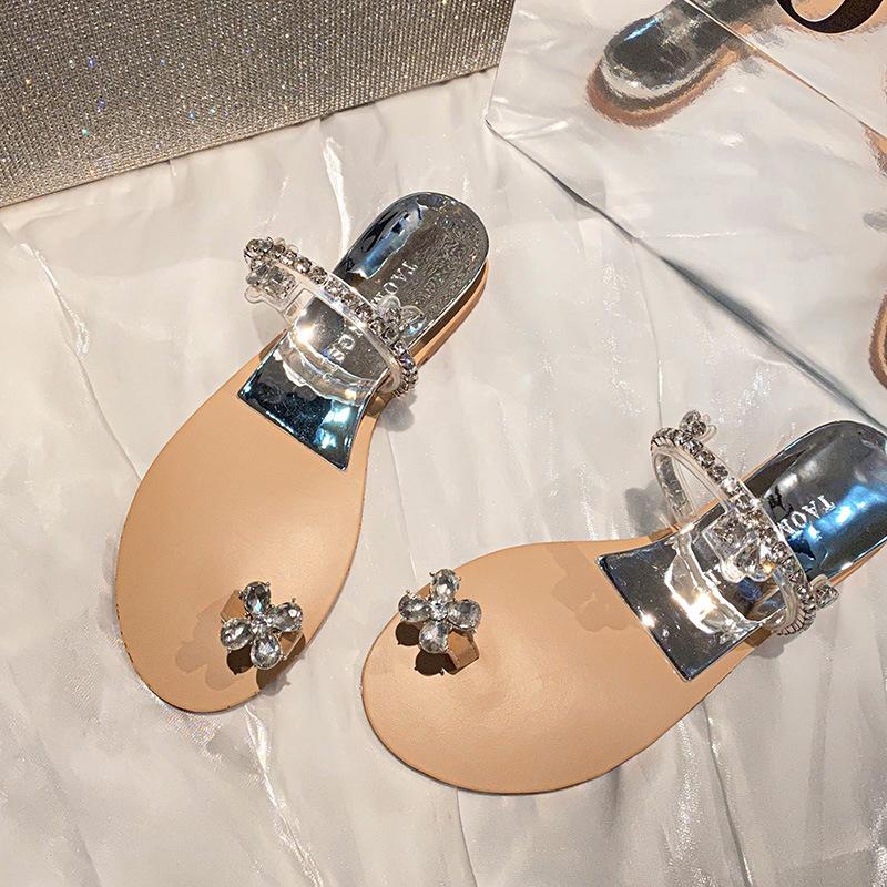 

- [] Sleepwalking summer _ slope heel set toe flat bottom slippers women sandals wear summer 43 срібний