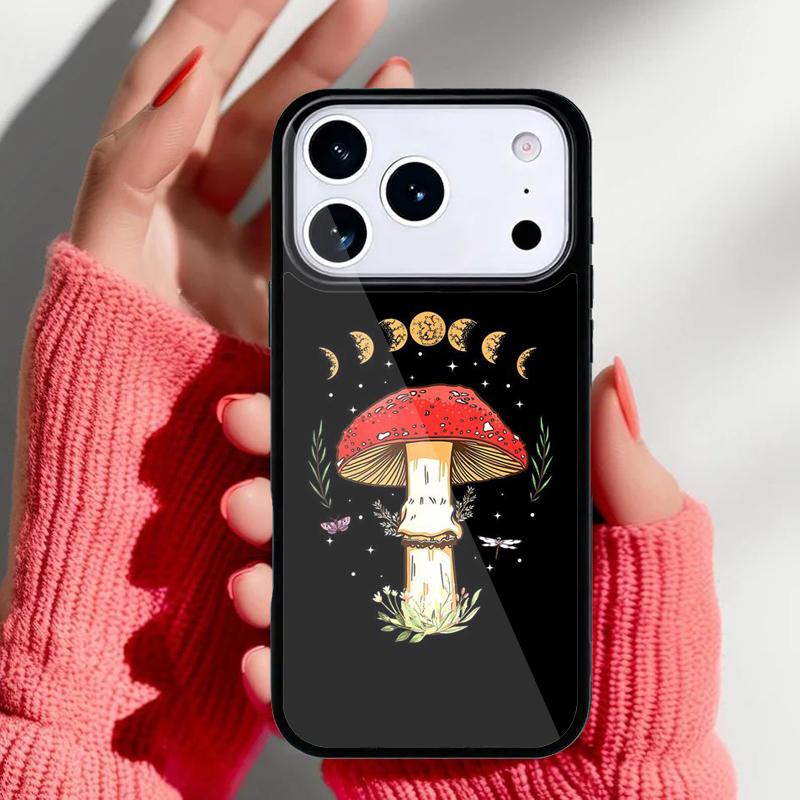 Cottagecore Magic Mushroom Frog Moon Phone Case for iPhone 17 16 15 14 13 Pro Max Back Cover for 12 11 Pro Coque