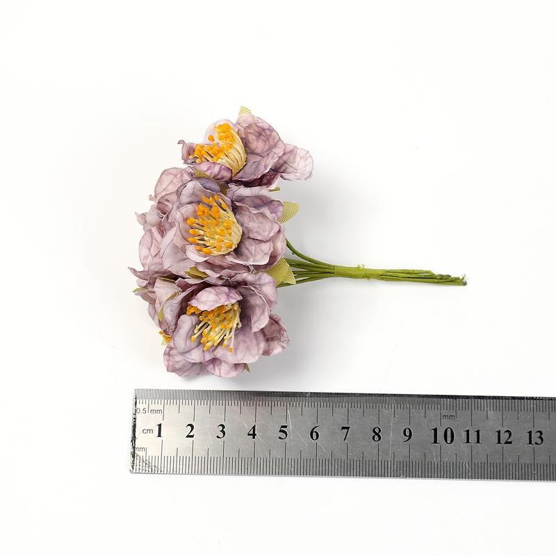 6PCs Artificial Flowers 11cm Silk Fake Flowers Bouquet for Home Room Dceor Wedding Marriage Decoration DIY Craft Gifts Accessory