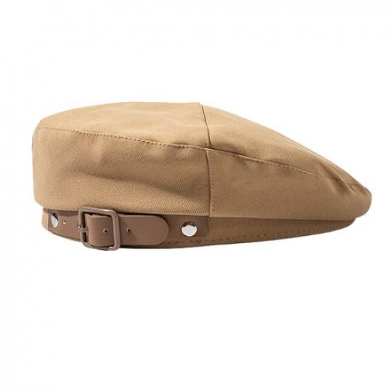 Женская/Девичья Регулируемая Шляпа-Берет с Кожаным Ремешком Французская Художественная Шапка-Бини