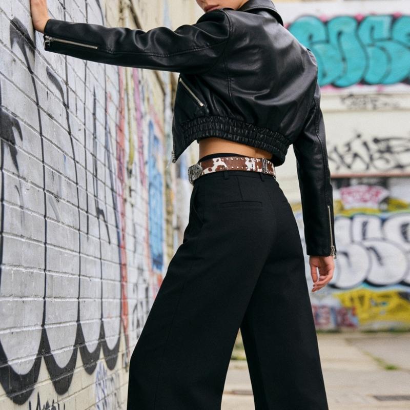 Edgy Punk Rock Women's Waist Belt For Jeans Buckles Charm PU Leather Adjustable Strap