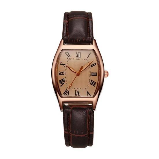 

Ladies Watch with Soft Leather Strap Retro Barrel Shape Dial Watch Simple Elegant Vintage Style Watch for Women Daily Office Party Wear кофейный