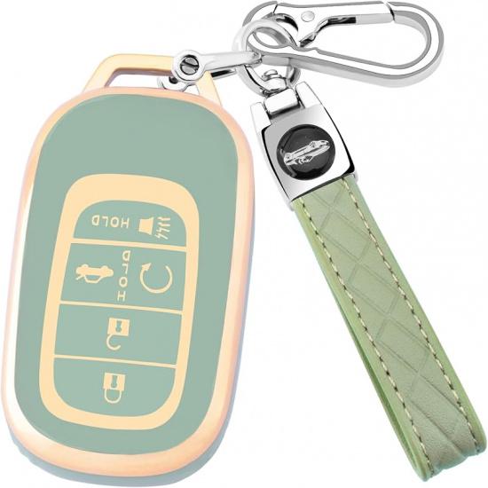 for Honda Key Fob Cover with Keychain, Soft TPU Protection Key Fob Cover Case Shell Compatible with   2024 Honda Accord Civic HR-V CR-V Pilot Smart