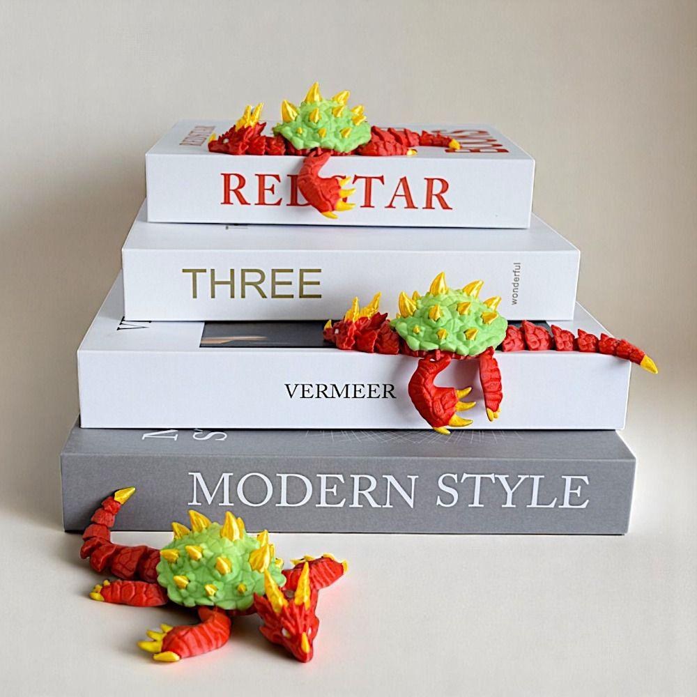 

Plastic Material 3D Printed Dragon Turtle Model Big Eyes Cute Dragon Turtle Figure Room Decoration червоний