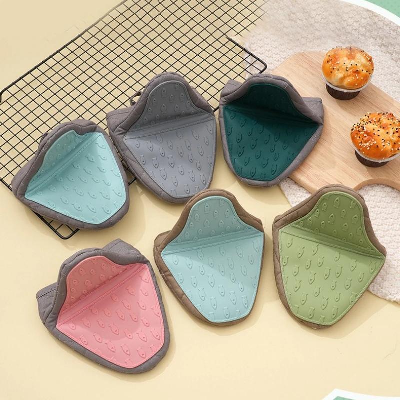 2PC Anti-scalding Gloves Silicone Thickened Thermal Insulation Kitchen High Temperature Oven Microwave Oven Fish Clamp