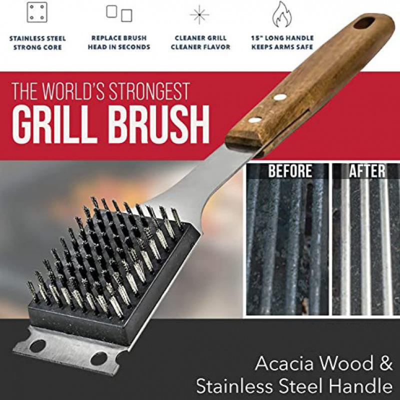 Steel BBQ Brush Grill and Scraper BBQ Cleaner Brush Perfect Tools - Rust Resistant Stainless Steel Barbecue Cleaner