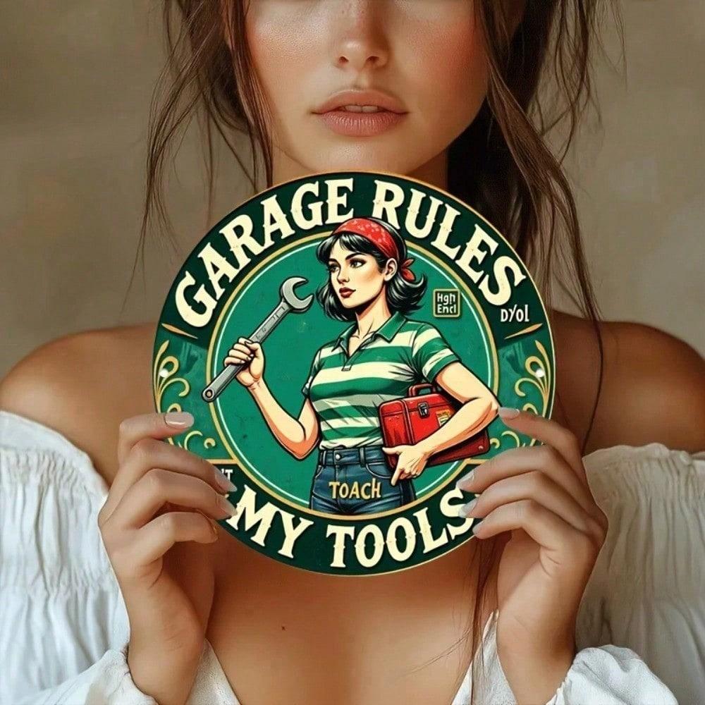 

Vintage Metal Sign 8x8 Inch Garage Decor Retro American Rules Don t Touch My Tools Wall Plaque Aluminum Art Man Cave різнокольоровий