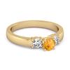 Citrine Elegant Three Stone Ring - 925 Sterling Silver Gold Vermeil