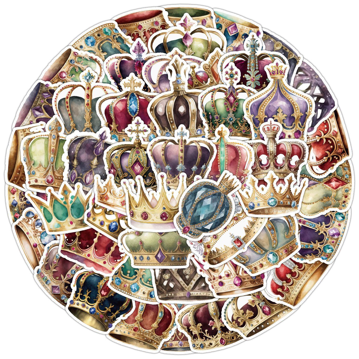 

50 Brilliant Crown Graffiti Stickers Car Mobile Phone Water Cup Decoration Stickers Waterproof Creative Notebook Hand Note Stickers