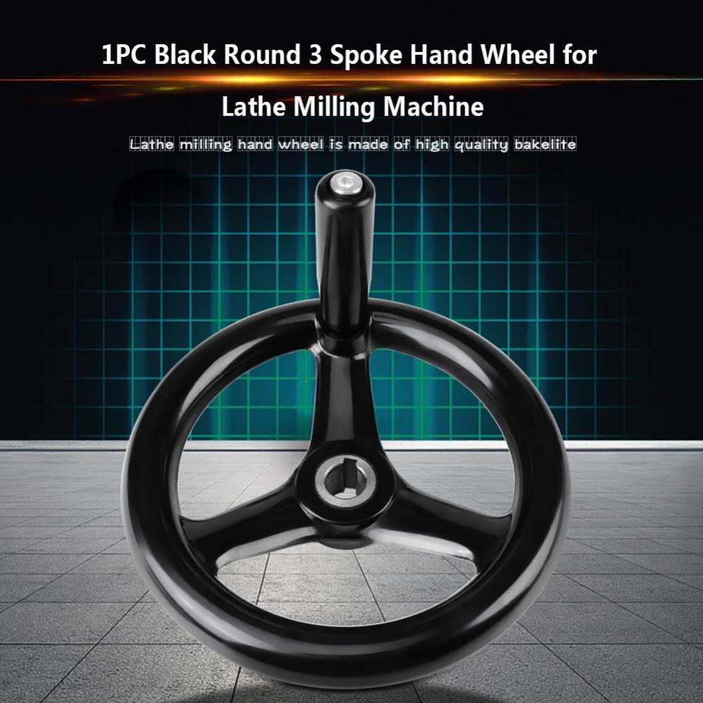 200x18mm Size Plastic Hand Wheel Black Bakelite Handwheel 3-Spoke Hand Wheel For Machine Tool