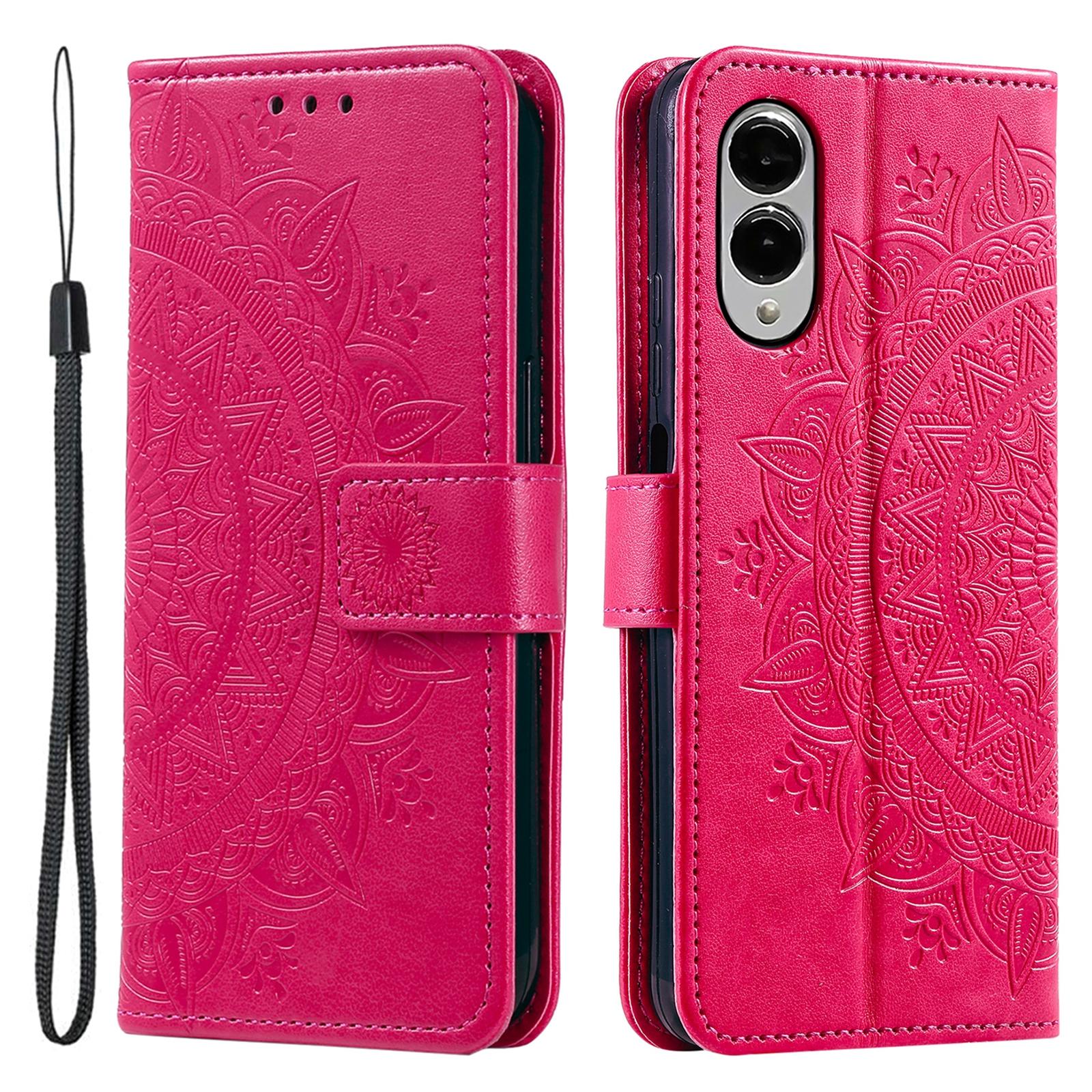 

For Samsung Galaxy S25 Edge Stand Case Imprinted Totem PU Leather Wallet Phone Cover Rose