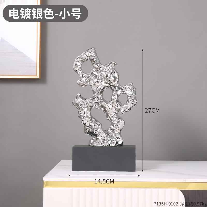 Harzornamente Gold Hohlgeschnitzte Steinstatue Taihuite Korallenskulptur Dekorative Figuren Heimdekoration Zubehör