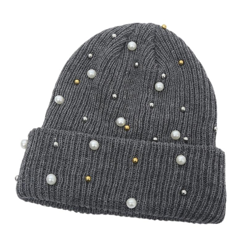 Fashionable Women's Winter Hat with Pearls Role Playing Hat Novelty Thermals Hat Suitable for Everyday Wear