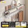 Wall-Mounted Multi-Functional Kitchen Rack: Knife Holder, Pot, Spatula & Spoon Storage, Punch-Free Installation