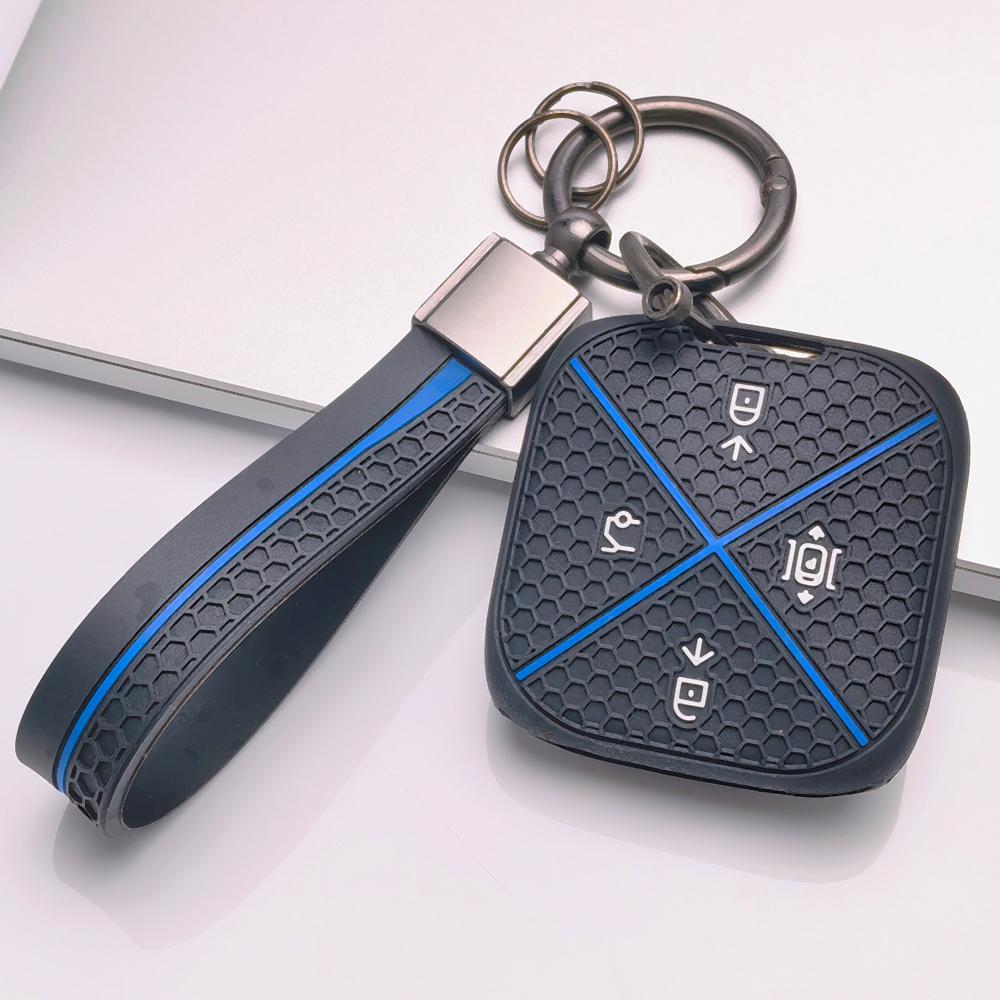 Anti Slip Car Key Protector for Zeekr Zeekr 001 Zeekr 009 Zeekr X Zeekr 007 with Keychain Honeycomb Texture Shockproof Key Shell Accessory