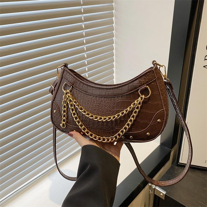 

Сегодняшняя популярная женская цепочка портативная на плечо подмышку новая универсальная модная сумка-мессенджер кофейный