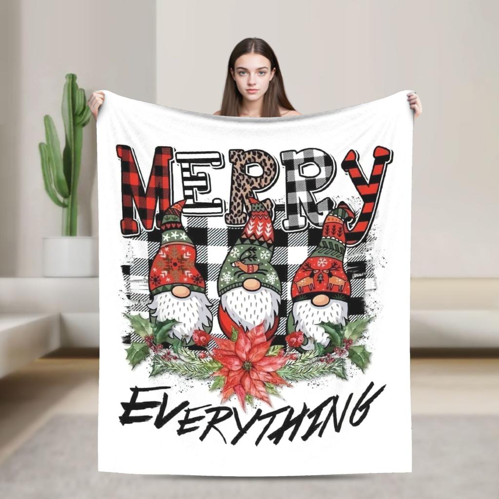 Christmas Dog And Cat Blanket Fleece Spring/Autumn Nordic Merry Christmas New Year Thin Throw Blankets for Home Office Bedspread