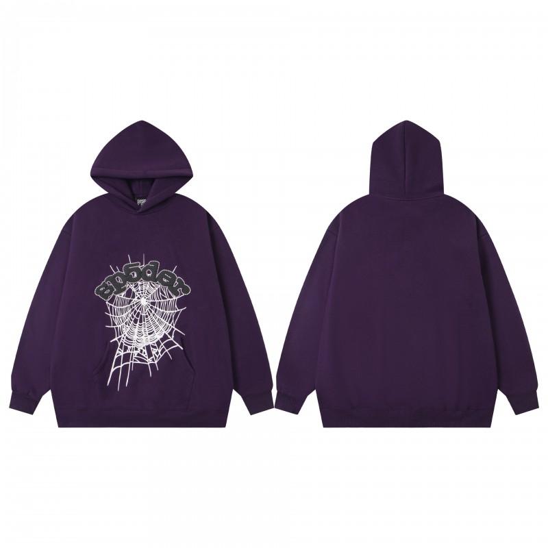 Mens Oversized Hooded Sweatshirt With Spiderweb Foam Print Cotton Fleece-Lined