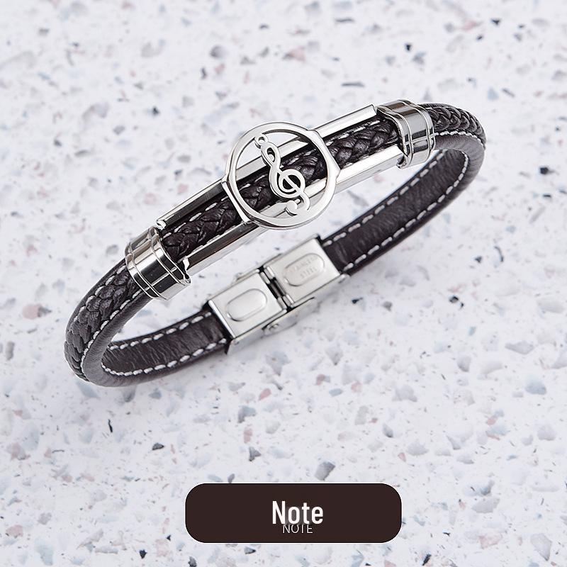 

Мужской европейский и американский модный браслет из нержавеющей стали с черепом - Черный/Коричневый