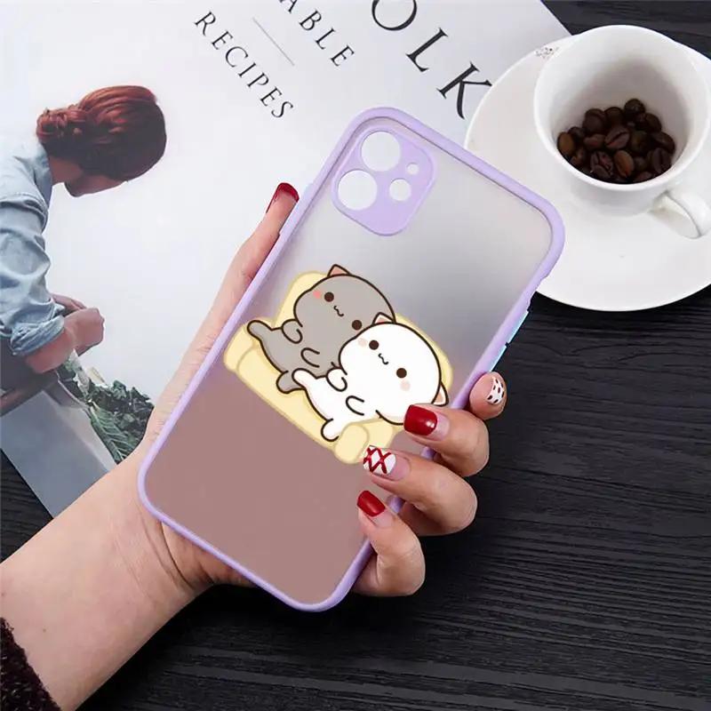 Cartoon Peach Mochi Cat Phone Case For iPhone 11 12 13 14 15 Pro MAX 7 8 Plus Case For iPhone X XS MAX XR Cover Shockproof Funda
