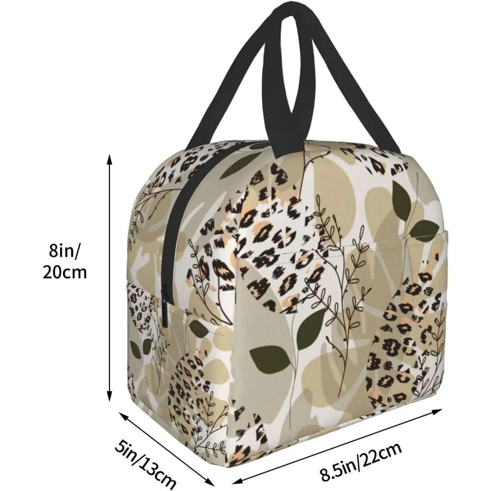 Trendy Green Brown Leaves Camo Insulated Lunch Bag Cooler Thermal Waterproof Reusable Tote Bag for Travel Work Hiking Picnic