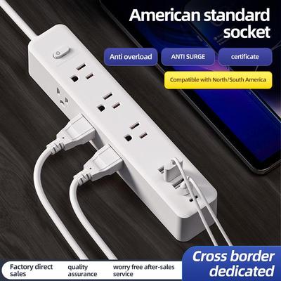 US Standard Power Strip with USB, Overload Protection & Dual-Sided Sockets