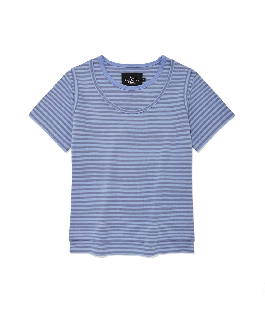 RETRIEVER CLUB Layered Stripe Crop Tee [Blue]